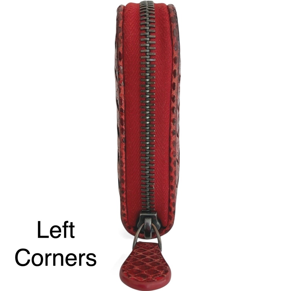 Bottega Veneta Intrecciato Python Zip Around Wallet Red Exotic Leather Box Dusty - Picture 6 of 12